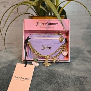 Juicy Couture Purple Card Holder with Gold Charms